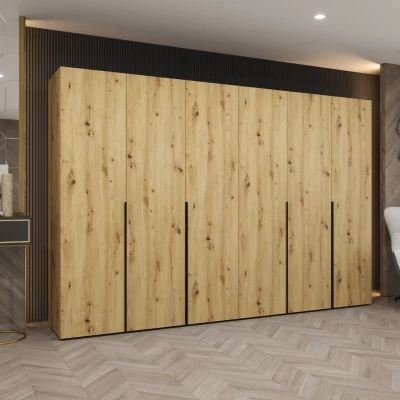 Šatní skříň 300 cm BETULA - dub artisan / černá