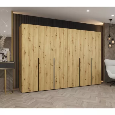 Šatní skříň 300 cm BETULA - dub artisan / černá