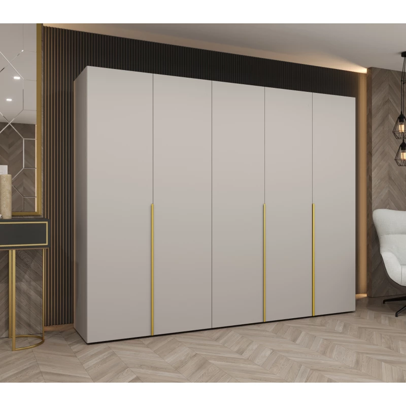 Šatní skříň 250 cm BETULA - kašmírová / zlatá