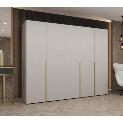 Šatní skříň 250 cm BETULA - kašmírová / zlatá