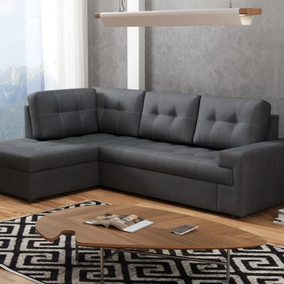 Rohová sedací souprava CAMILLE - tmavě šedá, levý roh