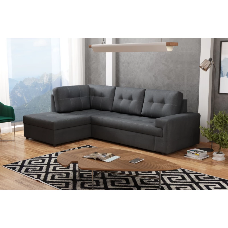 Rohová sedací souprava CAMILLE - tmavě šedá, levý roh