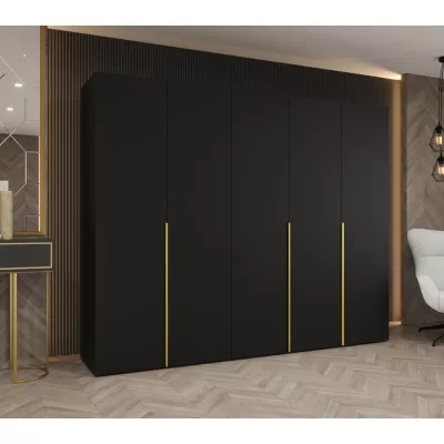 Šatní skříň 250 cm BETULA - černá / zlatá