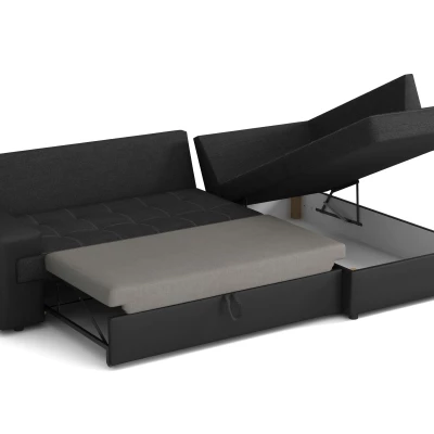 Rohová sedací souprava CAMILLE - šedá eko kůže / tmavě šedá, pravý roh