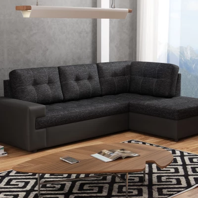 Rohová sedací souprava CAMILLE - šedá eko kůže / tmavě šedá, pravý roh