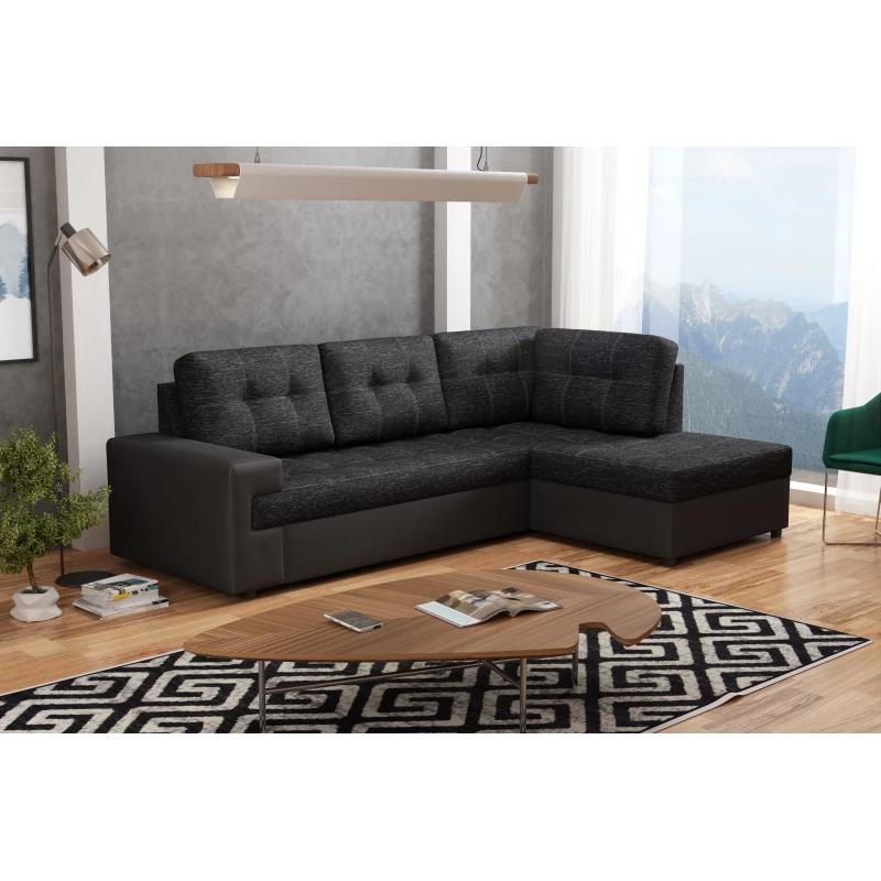 Rohová sedací souprava CAMILLE - šedá eko kůže / tmavě šedá, pravý roh