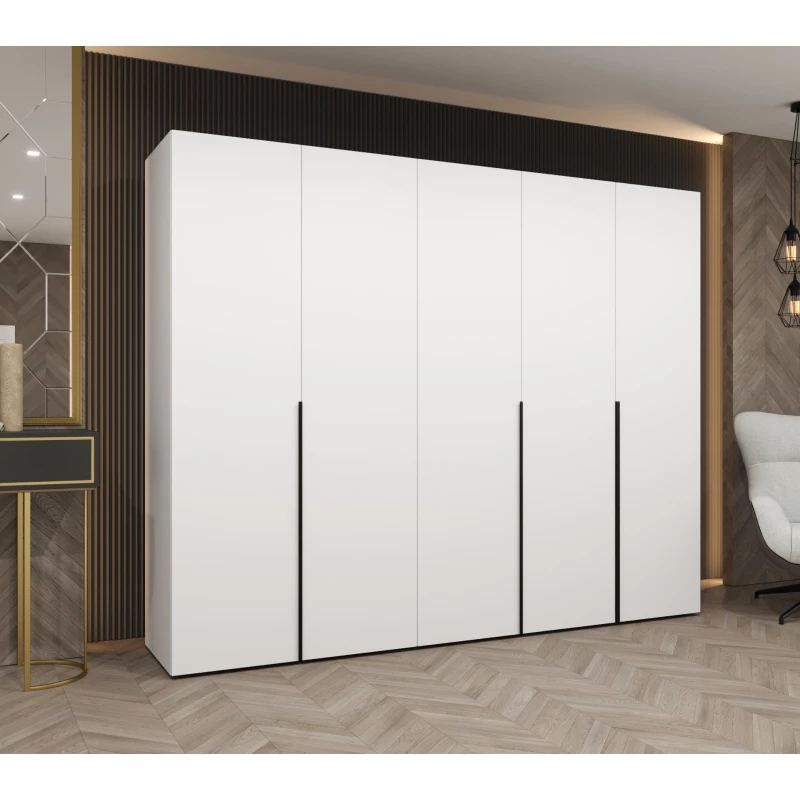 Šatní skříň 250 cm BETULA - bílá / černá