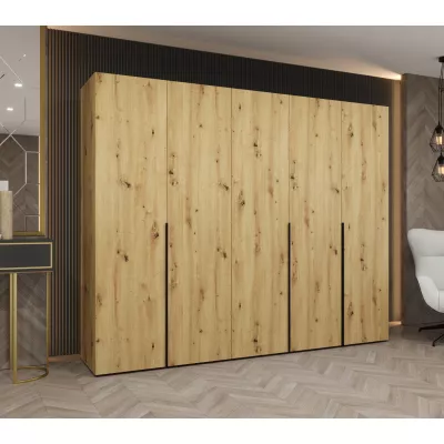 Šatní skříň 250 cm BETULA - dub artisan / černá