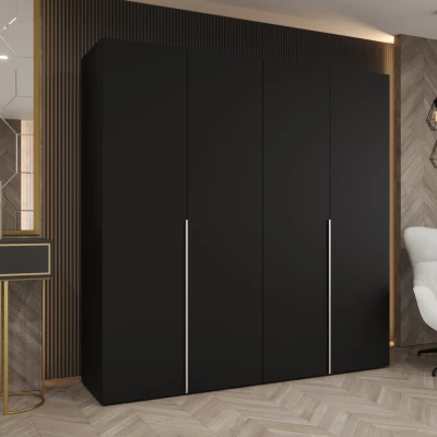 Šatní skříň 200 cm BETULA - černá / stříbrná