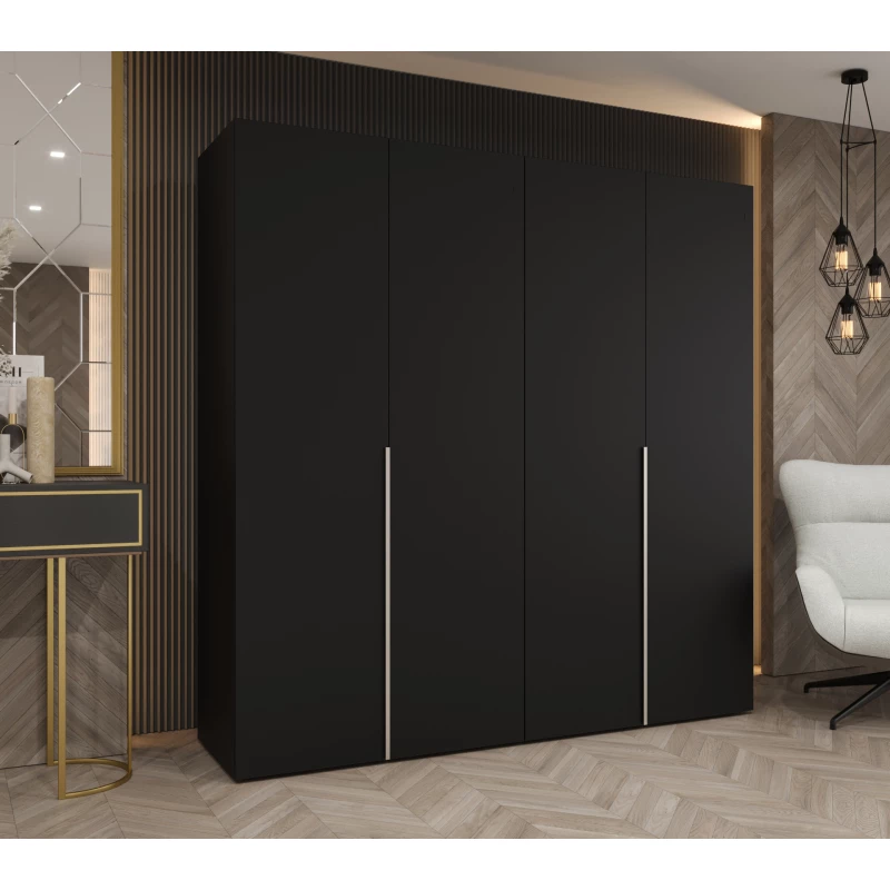 Šatní skříň 200 cm BETULA - černá / stříbrná