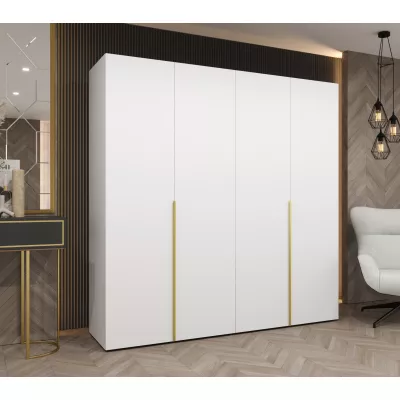 Šatní skříň 200 cm BETULA - bílá / zlatá