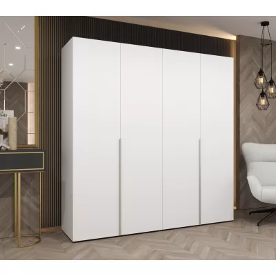 Šatní skříň 200 cm BETULA - bílá / stříbrná