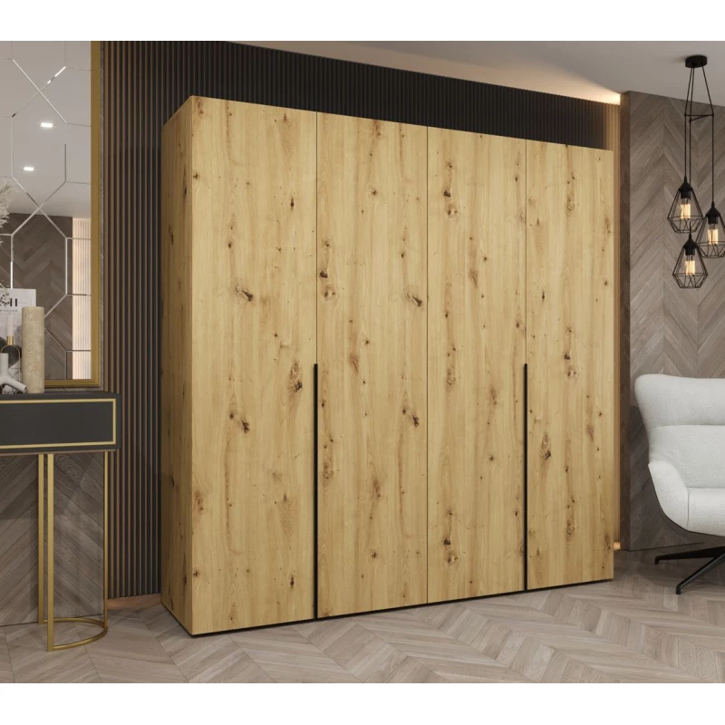 Šatní skříň 200 cm BETULA - dub artisan / černá