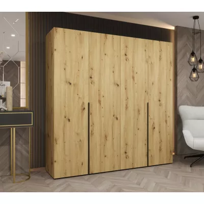 Šatní skříň 200 cm BETULA - dub artisan / černá
