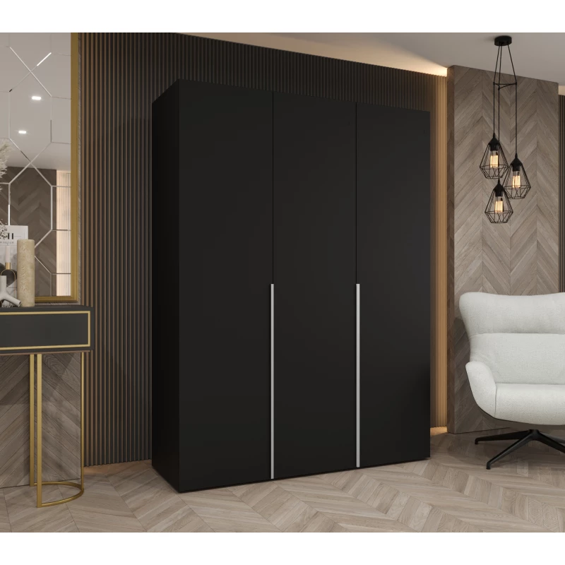 Šatní skříň 150 cm BETULA - černá / stříbrná