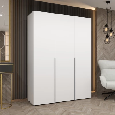 Šatní skříň 150 cm BETULA - bílá / stříbrná