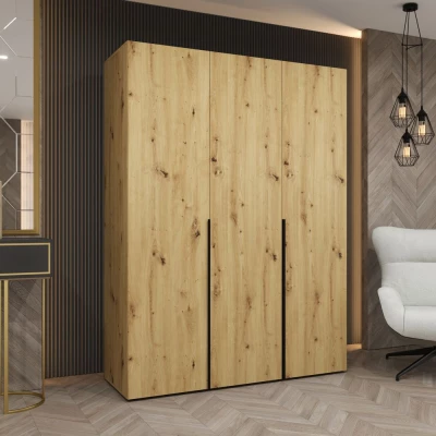 Šatní skříň 150 cm BETULA - dub artisan / černá