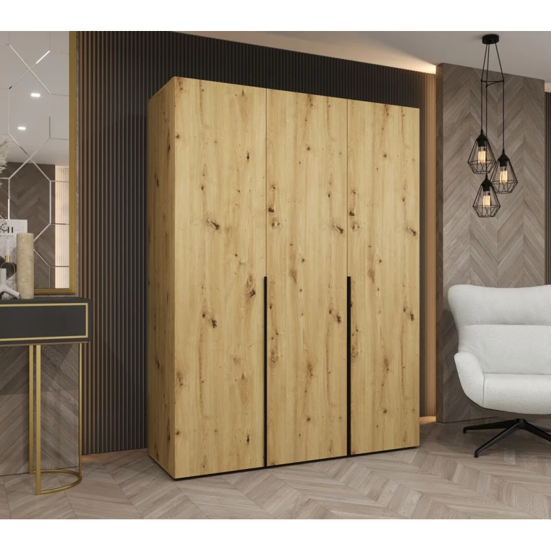 Šatní skříň 150 cm BETULA - dub artisan / černá