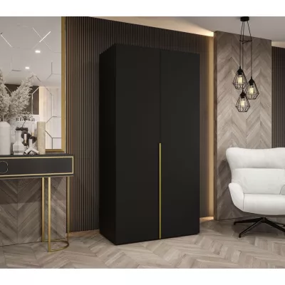 Šatní skříň 100 cm BETULA - černá / zlatá