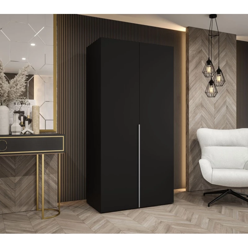 Šatní skříň 100 cm BETULA - černá / stříbrná