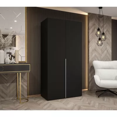 Šatní skříň 100 cm BETULA - černá / stříbrná