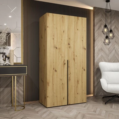Šatní skříň 100 cm BETULA - dub artisan / černá
