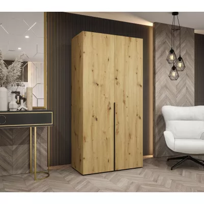 Šatní skříň 100 cm BETULA - dub artisan / černá