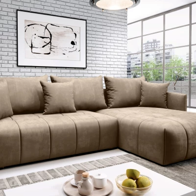 Elegantní rohová sedačka ALBERTINA - světle hnědá