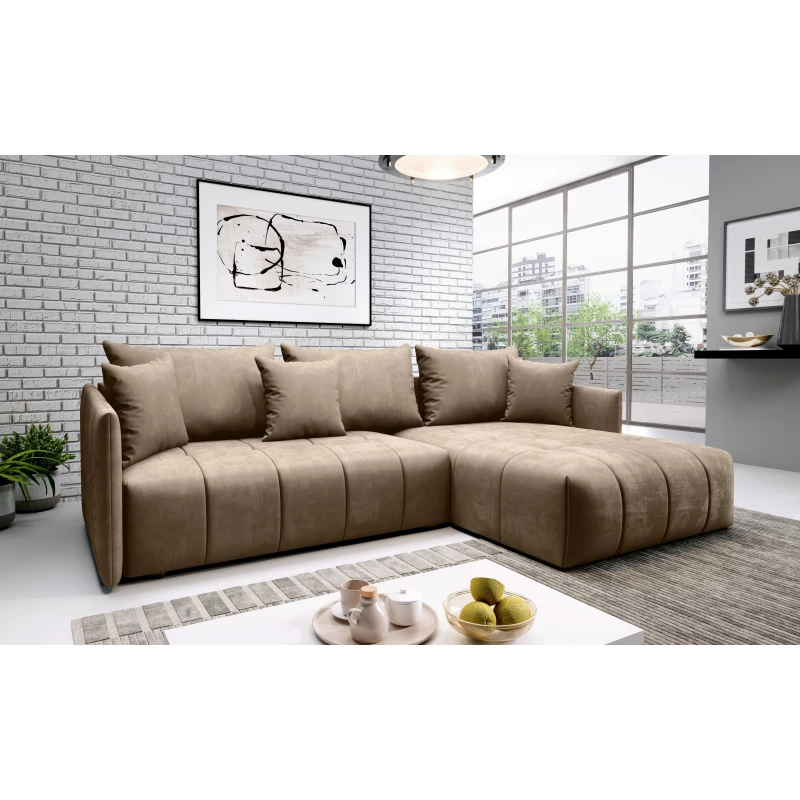 Elegantní rohová sedačka ALBERTINA - světle hnědá