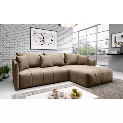 Elegantní rohová sedačka ALBERTINA - světle hnědá