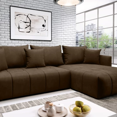 Elegantní rohová sedačka ALBERTINA - tmavě hnědá