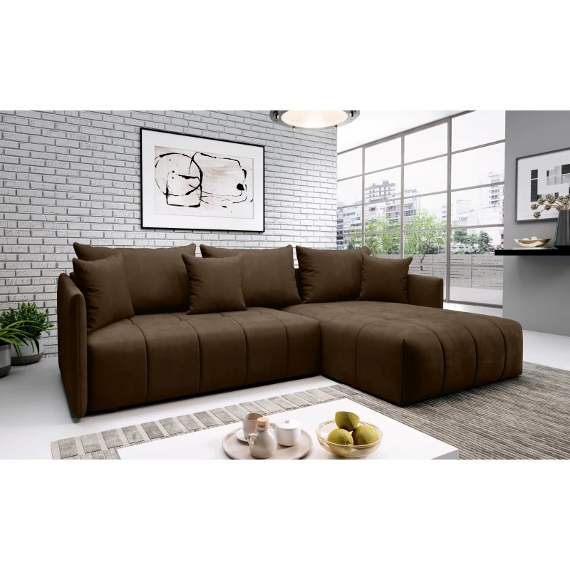 Elegantní rohová sedačka ALBERTINA - tmavě hnědá