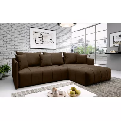 Elegantní rohová sedačka ALBERTINA - tmavě hnědá
