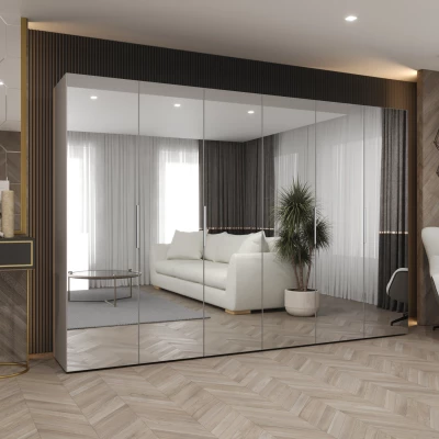 Zrcadlová šatní skříň 300 cm RABIA - kašmírová