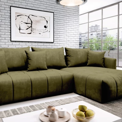 Elegantní rohová sedačka ALBERTINA - olivová