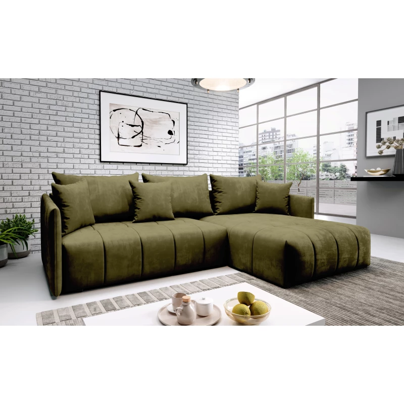 Elegantní rohová sedačka ALBERTINA - olivová