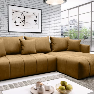 Elegantní rohová sedačka ALBERTINA - hořčicová