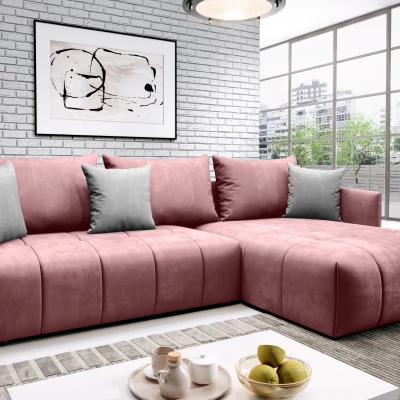 Elegantní rohová sedačka ALBERTINA - růžová / šedá