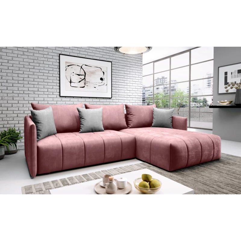Elegantní rohová sedačka ALBERTINA - růžová / šedá