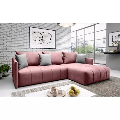Elegantní rohová sedačka ALBERTINA - růžová / šedá