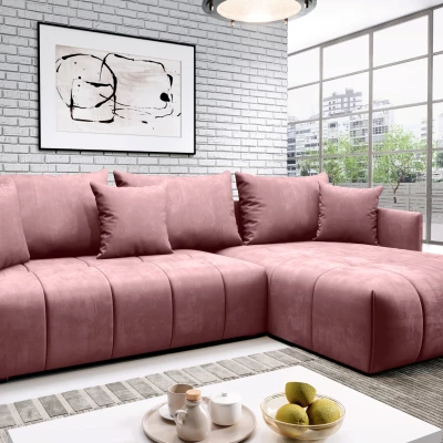 Elegantní rohová sedačka ALBERTINA - růžová
