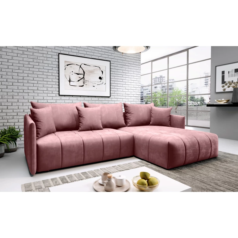 Elegantní rohová sedačka ALBERTINA - růžová