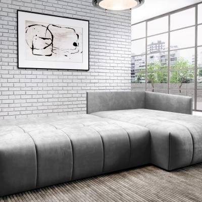 Elegantní rohová sedačka ALBERTINA - tmavě modrá / hořčicová