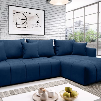 Elegantní rohová sedačka ALBERTINA - tmavě modrá