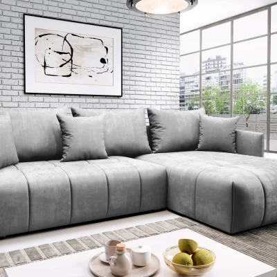 Elegantní rohová sedačka ALBERTINA - světle šedá