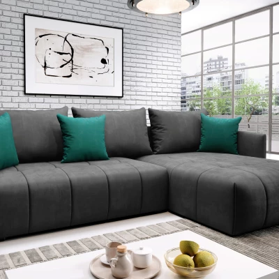 Elegantní rohová sedačka ALBERTINA - grafit / zelená