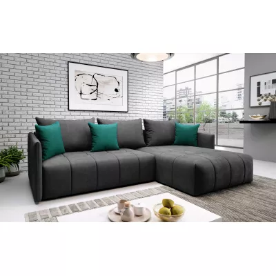 Elegantní rohová sedačka ALBERTINA - grafit / zelená
