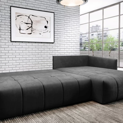 Elegantní rohová sedačka ALBERTINA - grafit / zelená