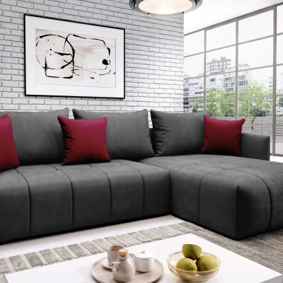 Elegantní rohová sedačka ALBERTINA - grafit / červená