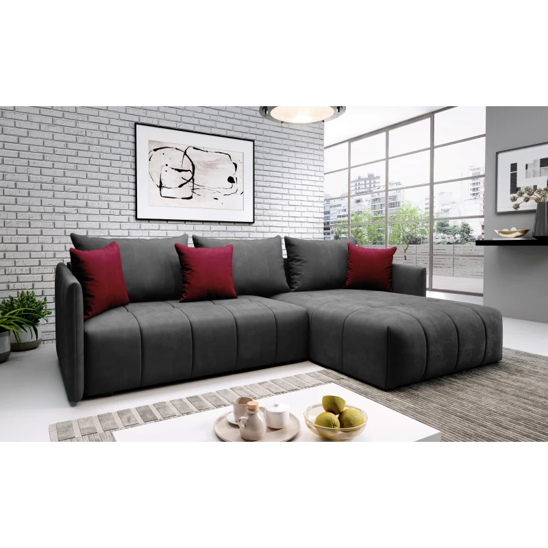 Elegantní rohová sedačka ALBERTINA - grafit / červená
